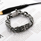 Silver Stainless Steel Catholic Cross Biker Chain Bracelet for Men Manntara