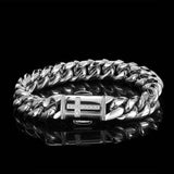 Silver Stainless Steel Catholic Cross Cuban Chain Bracelet for Men Manntara