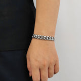 Silver Stainless Steel Catholic Cross Cuban Chain Bracelet for Men Manntara