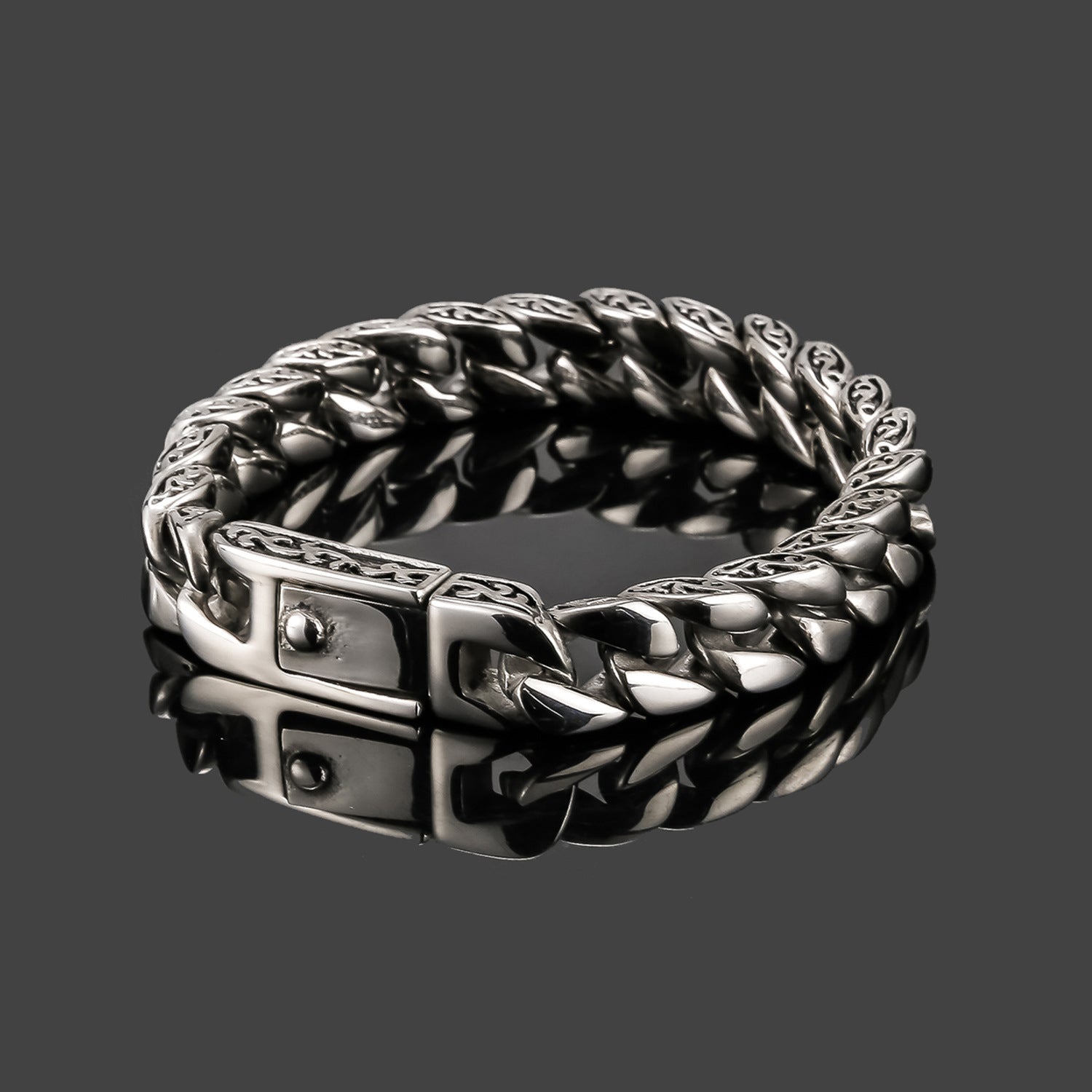 Silver Stainless Steel Chain Casual Bracelet for Men Manntara