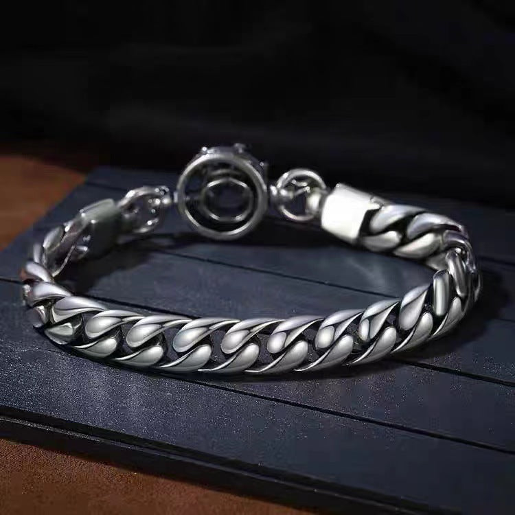 Silver Stainless Steel Crown Chain Bracelet for Men Manntara