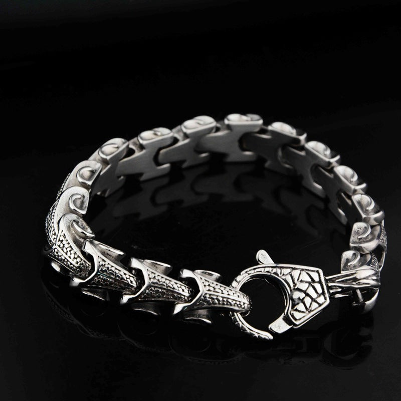 Silver Stainless Steel Gothic Biker Chain Casual Bracelet for Men Manntara
