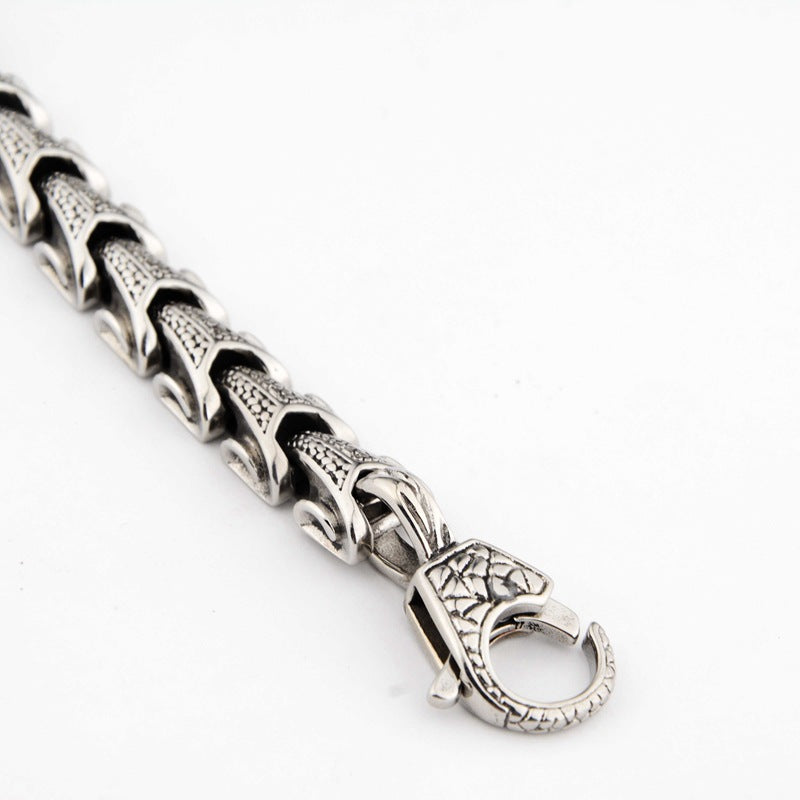 Silver Stainless Steel Gothic Biker Chain Casual Bracelet for Men Manntara
