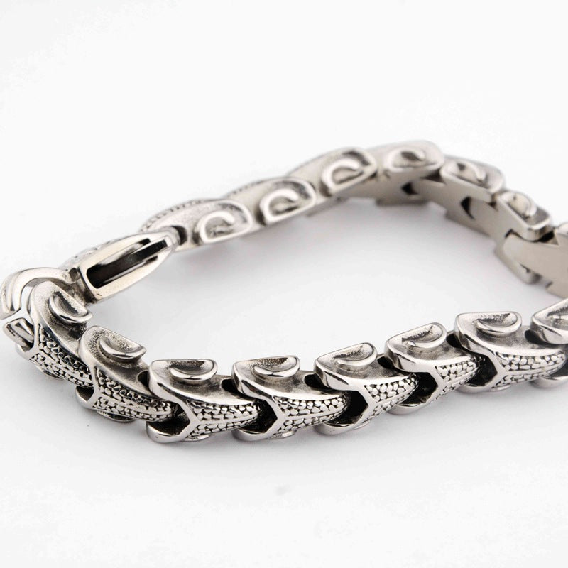 Silver Stainless Steel Gothic Biker Chain Casual Bracelet for Men Manntara