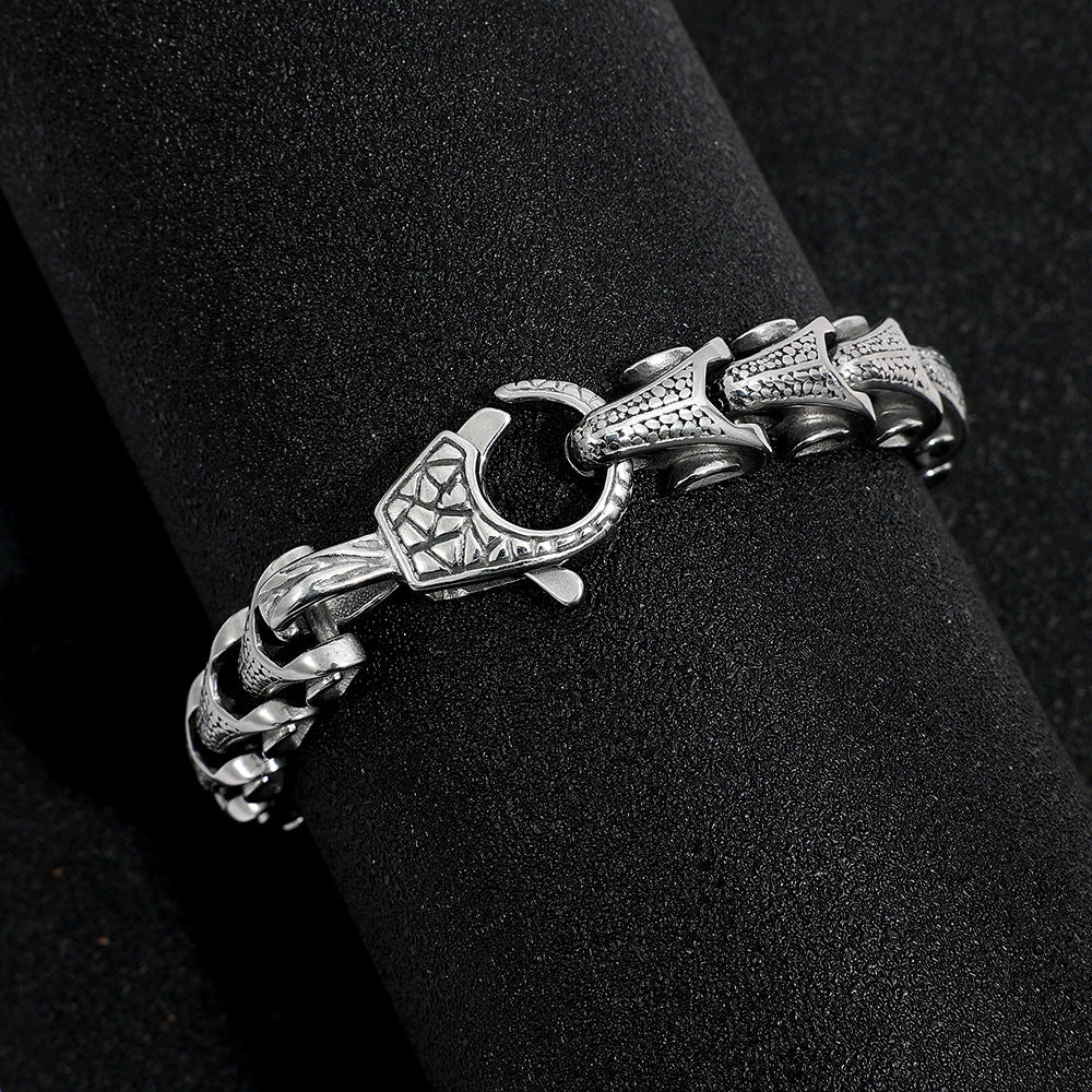 Silver Stainless Steel Gothic Biker Chain Casual Bracelet for Men Manntara
