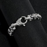 Silver Stainless Steel Gothic Biker Chain Casual Bracelet for Men Manntara
