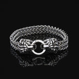 Silver Stainless Steel Gothic Lion Head Bracelet for Men Manntara