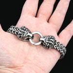 Silver Stainless Steel Gothic Lion Head Bracelet for Men Manntara