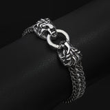 Silver Stainless Steel Gothic Lion Head Bracelet for Men Manntara