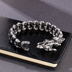 Silver Stainless Steel Gothic Skull Dragon Chain Bracelet for Men Manntara