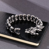 Silver Stainless Steel Gothic Skull Dragon Chain Bracelet for Men Manntara