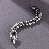 Silver Stainless Steel Gothic Skull Dragon Chain Bracelet for Men Manntara