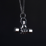 Silver Stainless Steel Gym Weight Necklace for Men Manntara