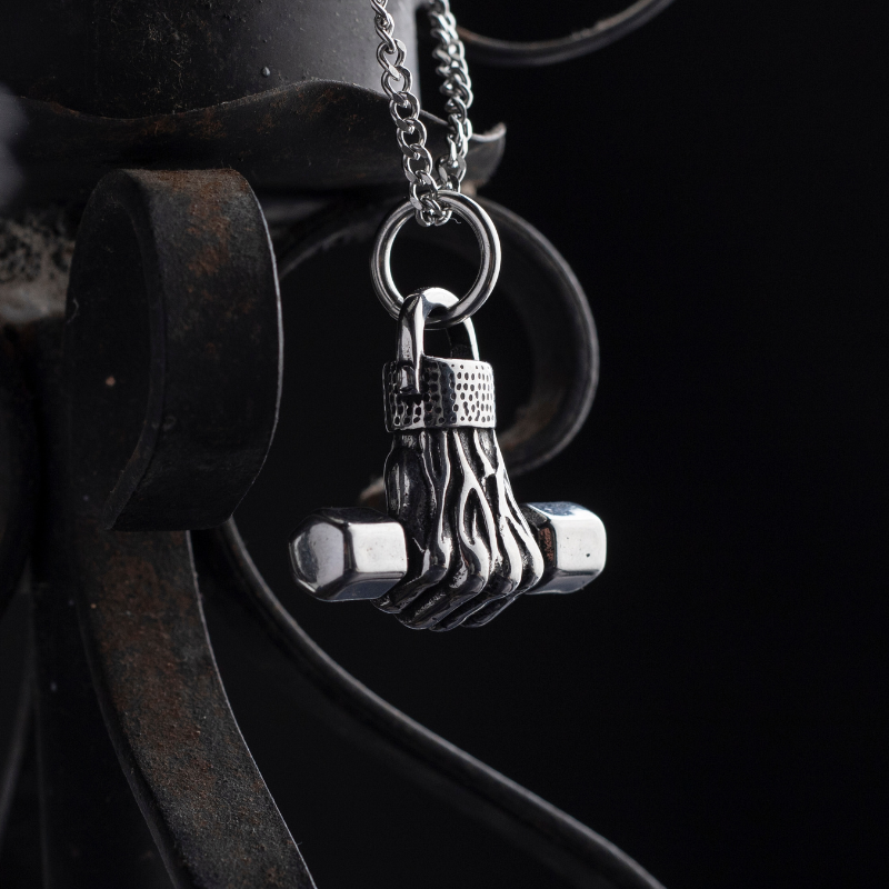 Silver Stainless Steel Gym Weight Necklace for Men Manntara