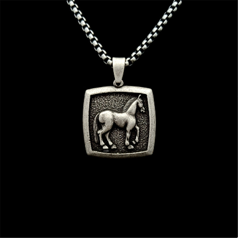 Silver Stainless Steel Horse Necklace For Men & Women Manntara