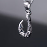 Silver Stainless Steel Ocean Fish Hook Necklace For Men Manntara