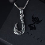 Silver Stainless Steel Ocean Fish Hook Necklace For Men Manntara