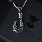 Silver Stainless Steel Ocean Fish Hook Necklace For Men Manntara