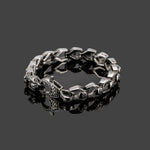 Silver Stainless Steel Skull Chain Gothic Biker Bracelet for Men Manntara