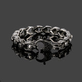 Silver Stainless Steel Skull Chain Gothic Biker Bracelet for Men Manntara
