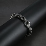 Silver Stainless Steel Skull Chain Gothic Biker Bracelet for Men Manntara