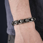 Silver Stainless Steel Skull Chain Gothic Biker Bracelet for Men Manntara