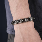 Silver Stainless Steel Skull Chain Gothic Biker Bracelet for Men Manntara