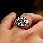 Silver Stainless Steel Tree of Life Ring for Men Manntara