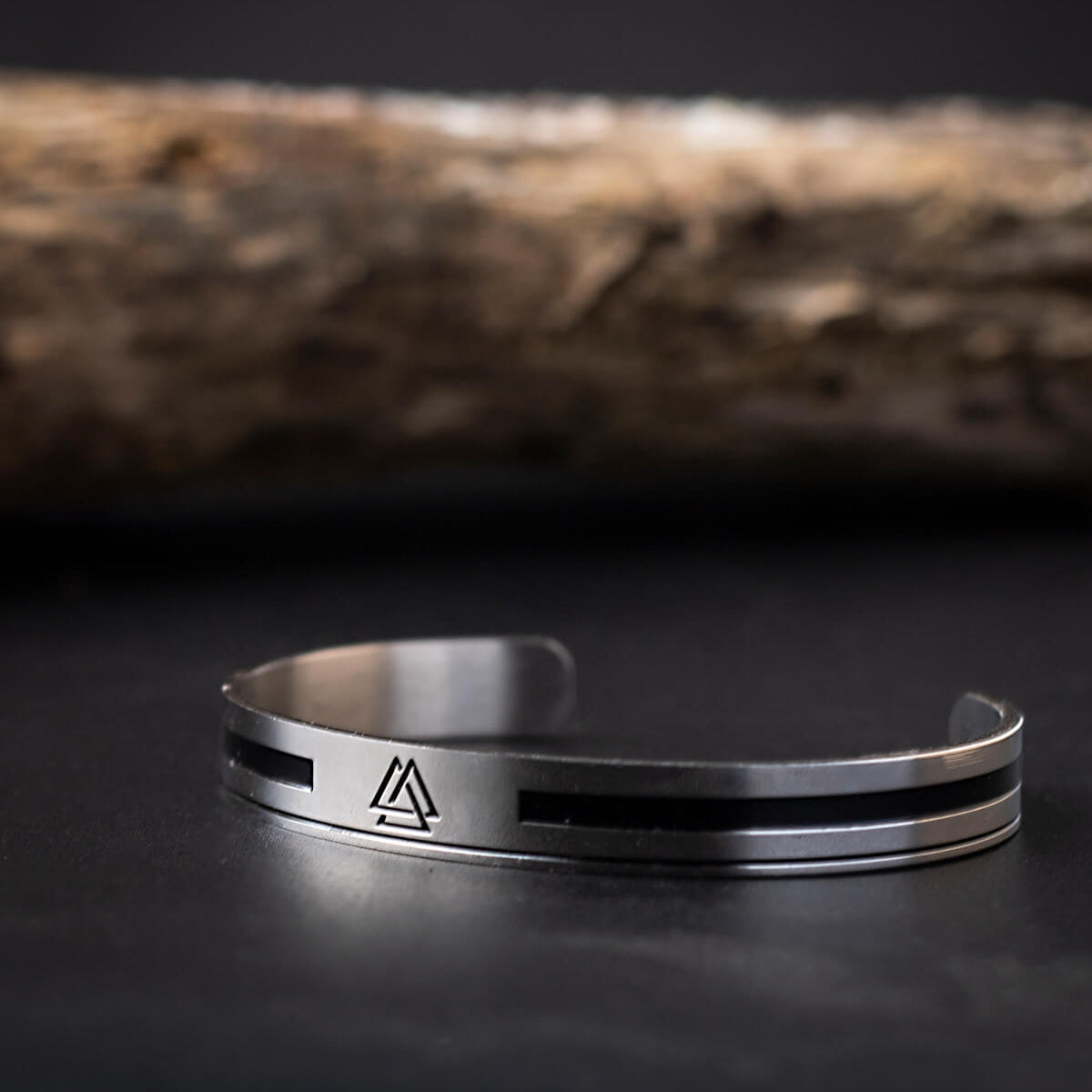 Silver Stainless Steel Triangle Viking Cuff Bracelet For Men Manntara