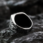 Silver Vegvisir Nordic Compass and Tree of Life Men's Ring Manntara