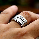 Silver Viking Runes Men's Ring of Stainless Steel Manntara