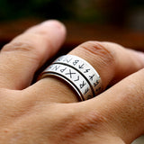 Silver Viking Runes Men's Ring of Stainless Steel Manntara