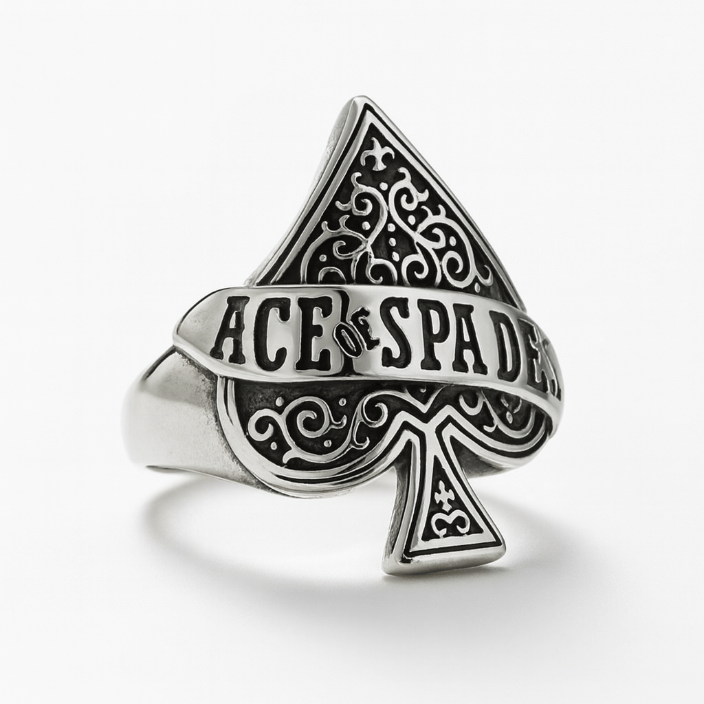 Silver Ace of Spades Men's Ring of Stainless Steel Manntara