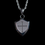 Silver Arrow Cross Shield Necklace For Men Manntara