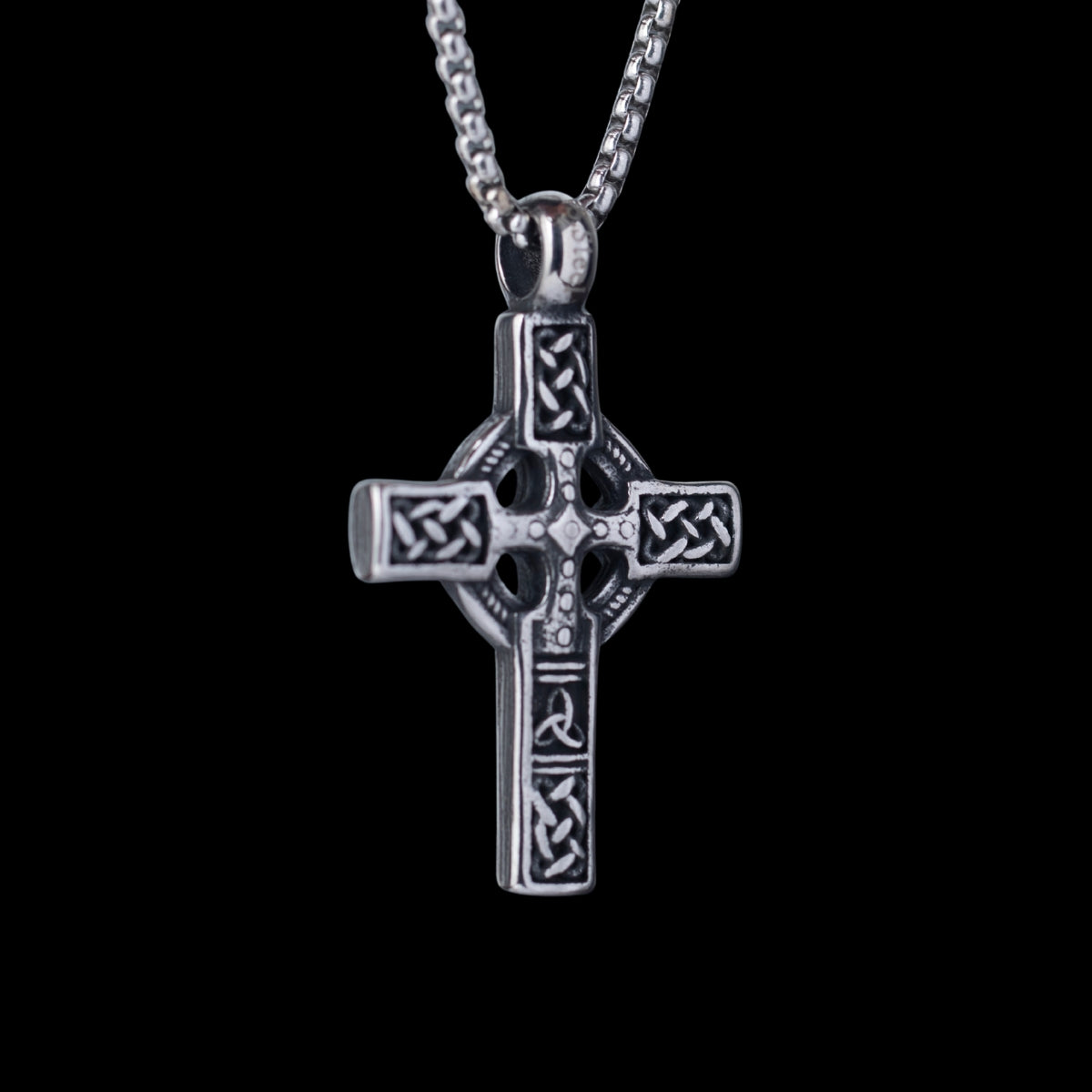 Silver Celtic Rune Cross Men's of Stainless Steel Manntara