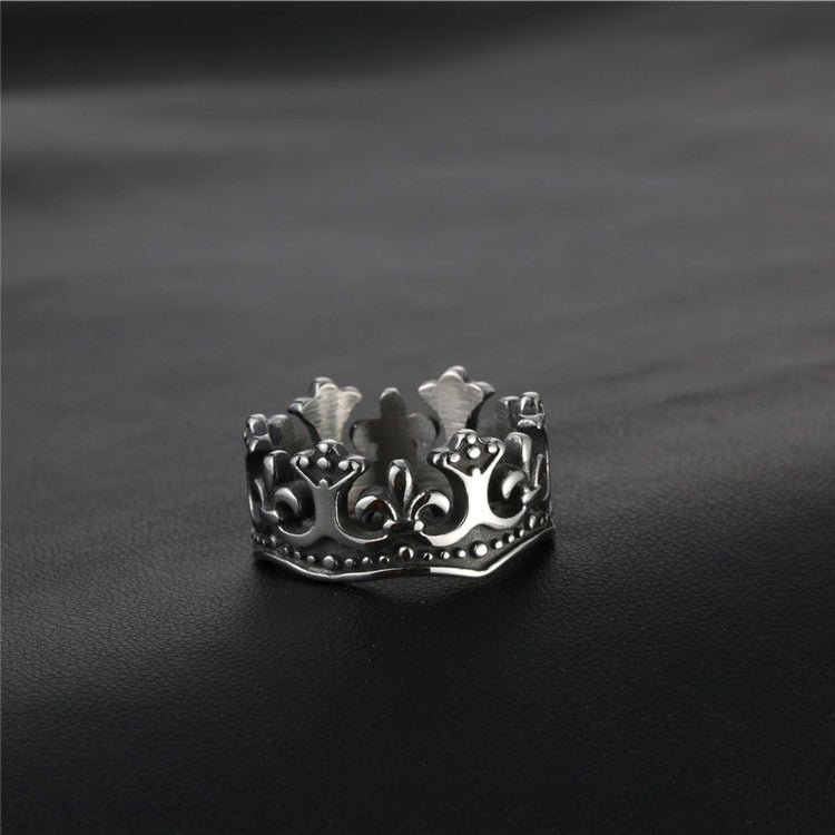 Silver King Crown Ring of Stainless Steel for Men Manntara