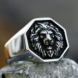 Silver Lion Stainless Steel Ring for Men Manntara
