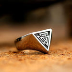 Silver Nordic Valknut Men's Ring of Stainless Steel Manntara