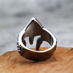 Silver Spartan Warrior Helmet Men's Ring of Stainless Steel Manntara