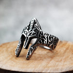 Silver Spartan Warrior Helmet Men's Ring of Stainless Steel Manntara