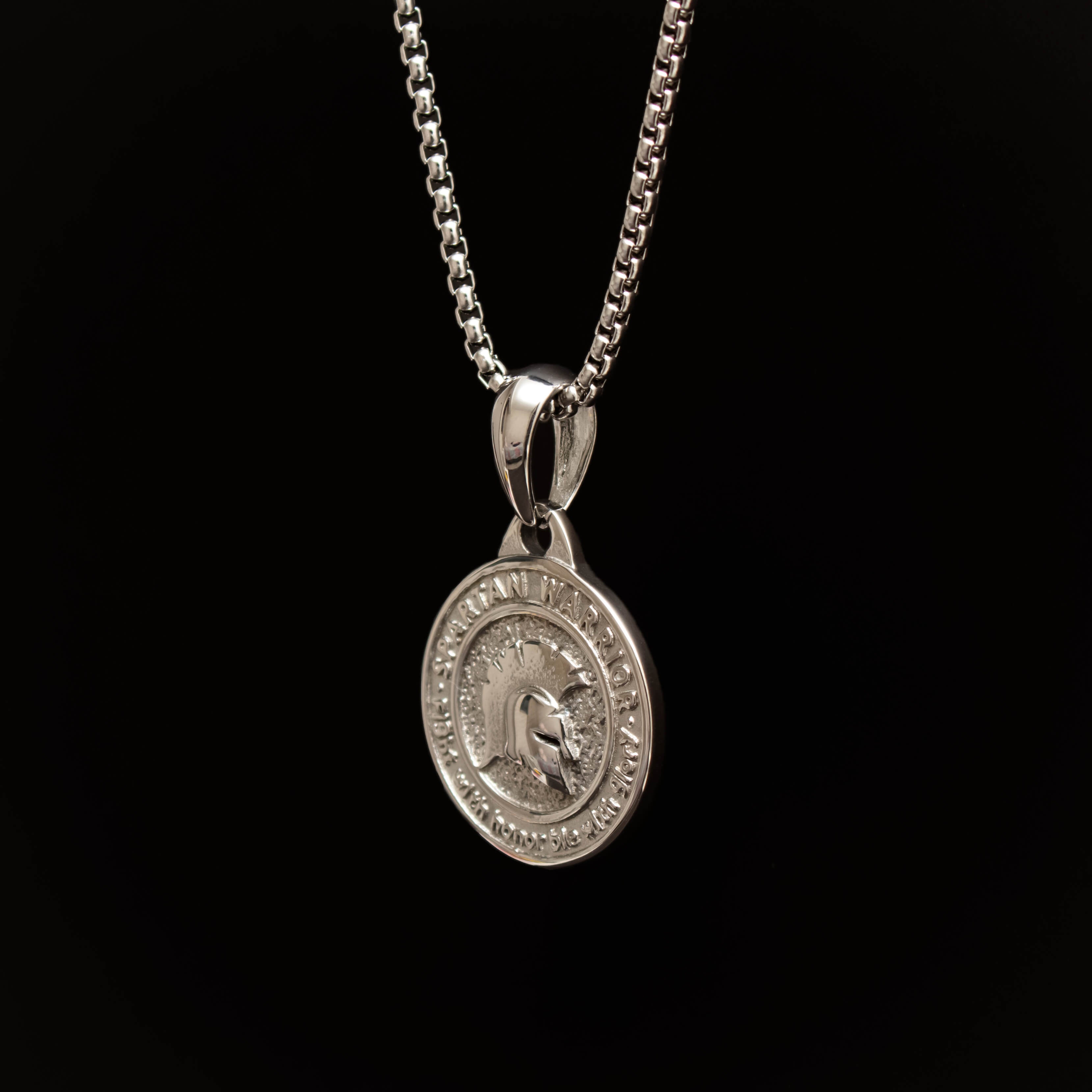 Silver Spartan Warrior Men's Necklace of Stainless Steel Manntara