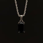 Silver Stainless Steel Black Onyx Men's Pendant Manntara