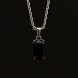 Silver Stainless Steel Black Onyx Men's Pendant Manntara