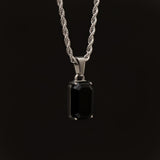 Silver Stainless Steel Black Onyx Men's Pendant Manntara