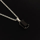 Silver Stainless Steel Black Onyx Men's Pendant Manntara