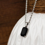 Silver Stainless Steel Black Onyx Men's Pendant Manntara