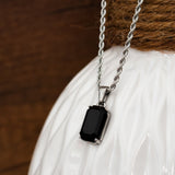 Silver Stainless Steel Black Onyx Men's Pendant Manntara