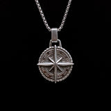 Silver Stainless Steel Compass Necklace For Men Manntara