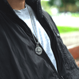 Silver Stainless Steel Compass Necklace For Men Manntara