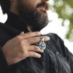 Silver Stainless Steel Compass Necklace For Men Manntara